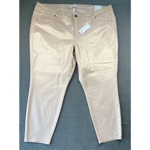 Lane Bryant Metallic Sheen Skinny Jeans Womens 28 Champagne Gold Glam Party NWT